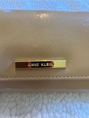 Anne Klein Nude Beige Wallet with Gold Logo Plaque